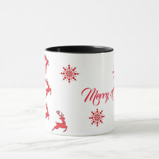 Taza Feliz Navidad a los renos y copos de nieve