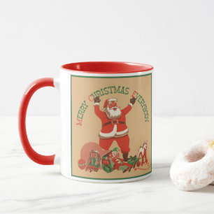 Taza ¡Feliz Navidad a Todos! Santa Claus Vintage