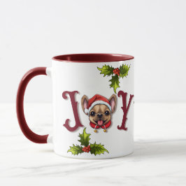 Taza Feliz Navidad Alegría lindo Bulldog francés holly