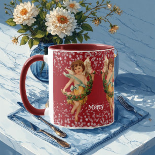 Taza Feliz Navidad Ángel Invierno Fiesta de niños con c