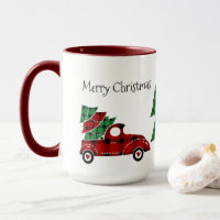 Feliz Navidad Antigüo Camión Rojo Mug