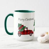 Feliz Navidad Antiguo Camión Rojo Mug Green