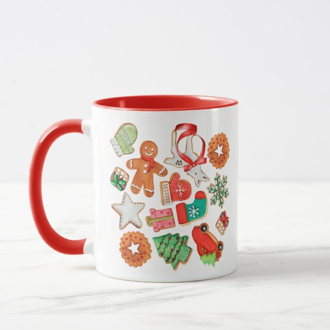 Taza Feliz Navidad Azúcar Cookie nombre Personalizable  (Izquierda)