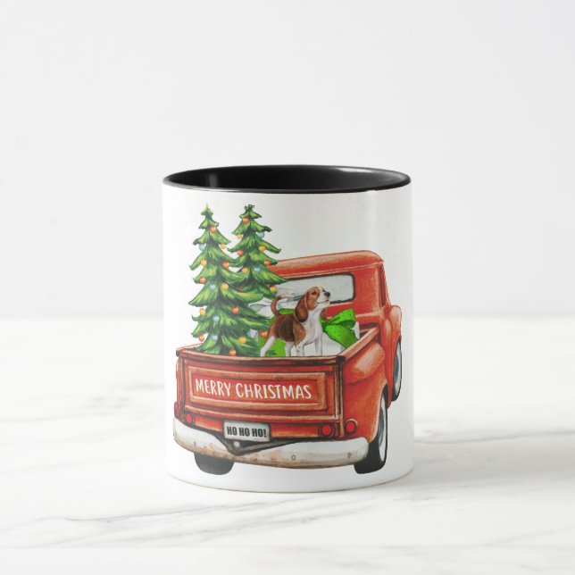 Taza Feliz Navidad Beagle Dog Mug (Centro)