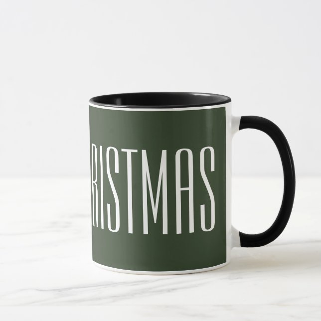 Taza Feliz Navidad - blanco sobre verde cazador (Derecha)