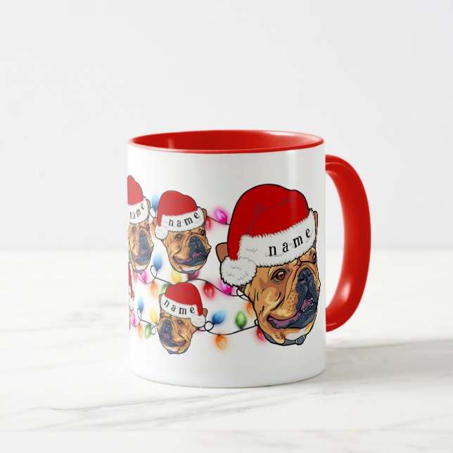 Taza Feliz Navidad Boston Terrier Santa Hat Perro Lover (Anverso derecho)