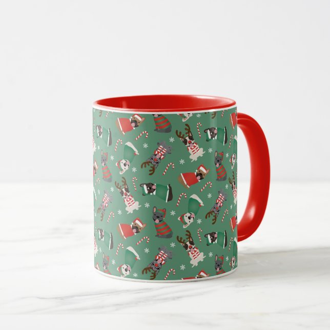 Taza Feliz Navidad Bulldoges franceses (Anverso derecho)