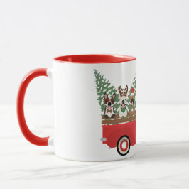 Taza Feliz Navidad Bulldoges franceses Camión Rojo de R