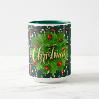 Taza Feliz Navidad Cañas de Menta