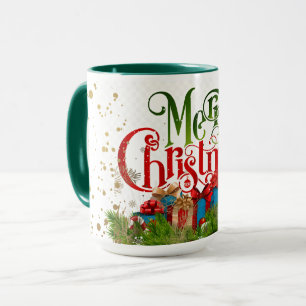 Taza Feliz Navidad, coloridos saludos navideños,