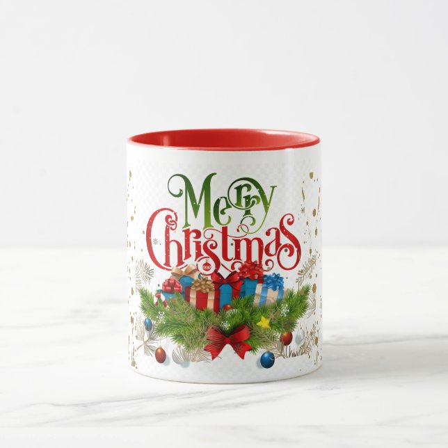 Taza Feliz Navidad, coloridos saludos navideños, (Centro)
