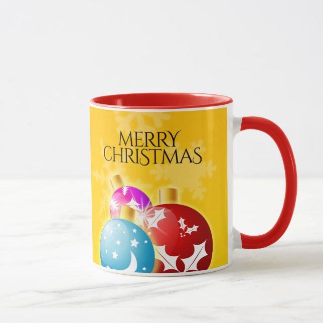 Taza Feliz Navidad con adornos festivos (Derecha)