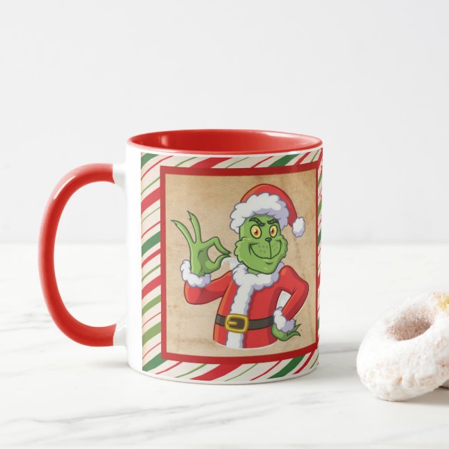 Taza Feliz Navidad con regalo de vacaciones del grinch (Con donut)