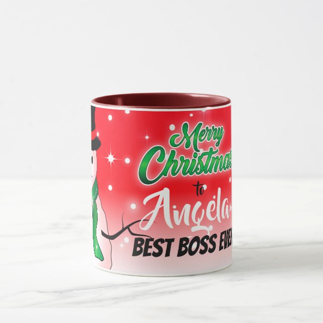 Taza Feliz Navidad con Snowman en el mejor jefe de la h (Centro)