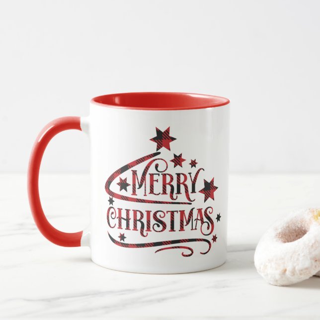 Taza Feliz Navidad Copos de nieve, Feliz Año Nuevo (Con donut)