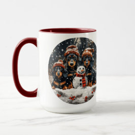 Taza Feliz Navidad Dachshund Perros Snowman