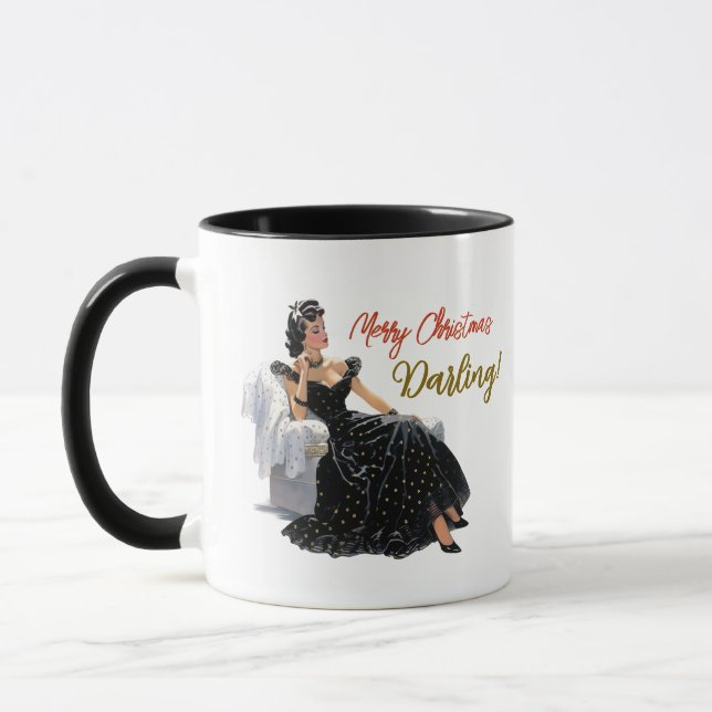 Taza Feliz Navidad Darling (personalizado) Mug (Izquierda)