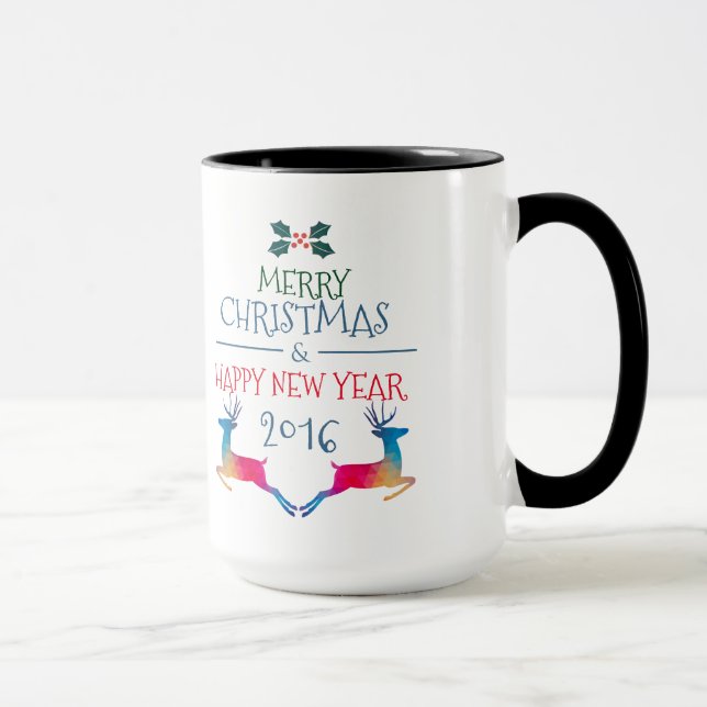 Taza Feliz Navidad Deer y Personalizado Textos (Derecha)