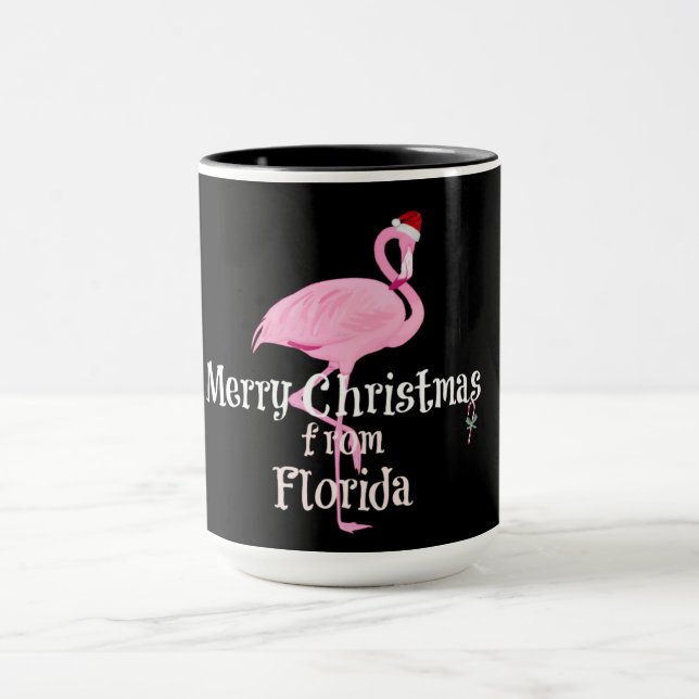 Taza Feliz Navidad desde Florida, flamingo rosa (Centro)