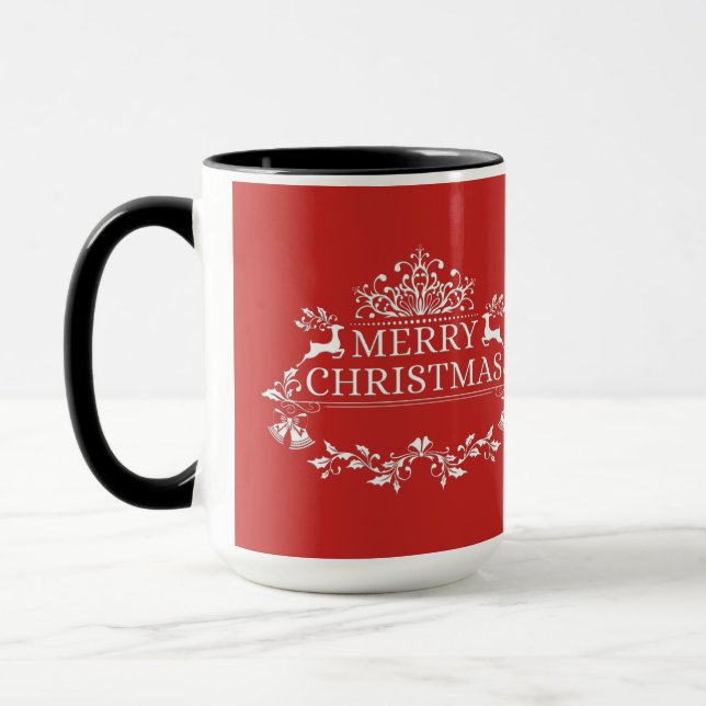Taza Feliz Navidad Dos tonos Mug-Red (Izquierda)