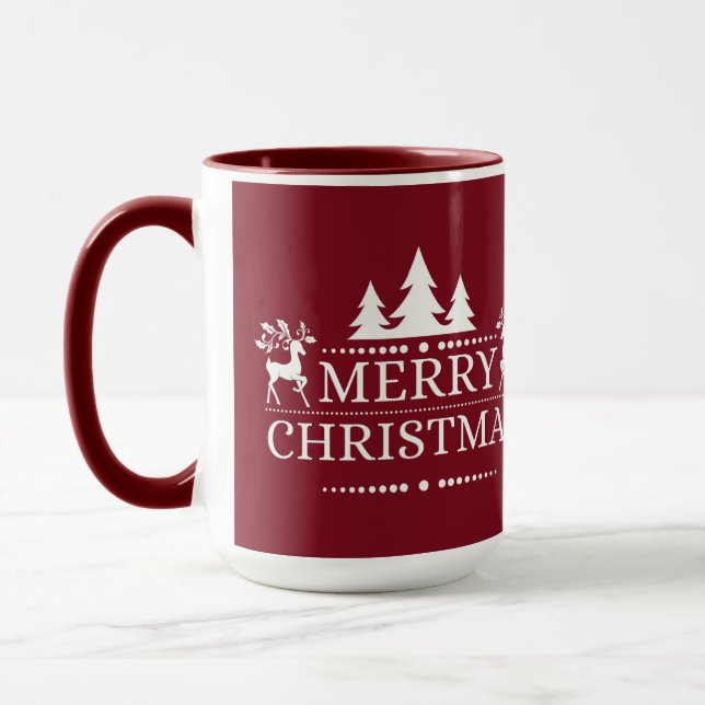 Taza Feliz Navidad Dos Tonos Mug-Rojo Profundo (Izquierda)