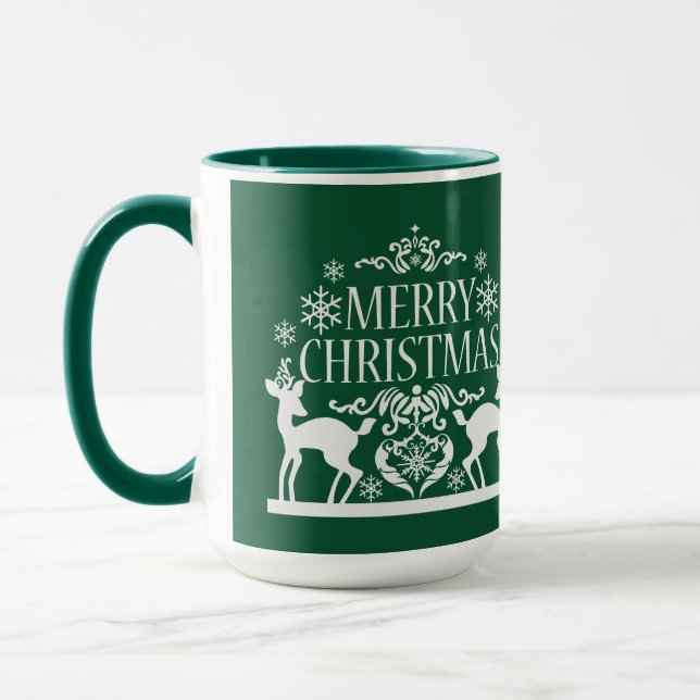 Taza Feliz Navidad Dos Tonos Mug-Verde (Izquierda)
