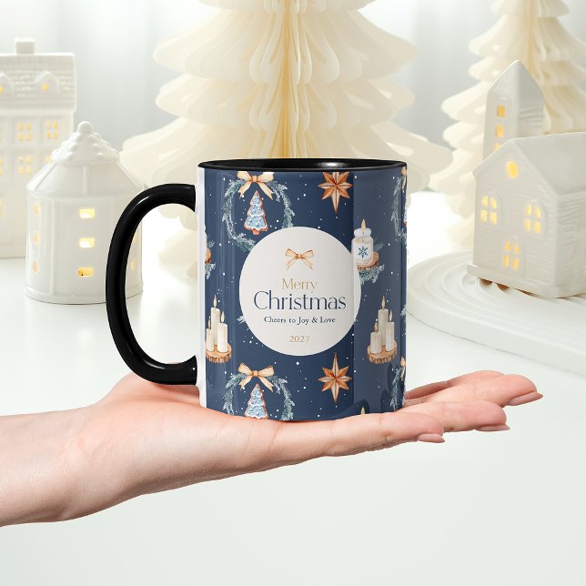 Taza Feliz Navidad | Elegante marina y vacaciones de or (Subido por el creador)