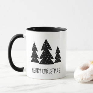 Taza Feliz Navidad en blanco y negro Bosque caprichoso