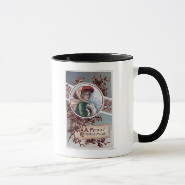 Taza Feliz Navidad en ropa de invierno (Derecha)