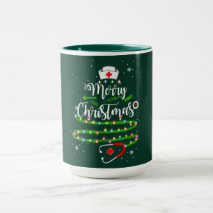 Taza Feliz Navidad Enfermera – Diseño de árbol de Navid