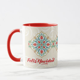 Taza Feliz Navidad Español Navidades en mosaico en Méxi