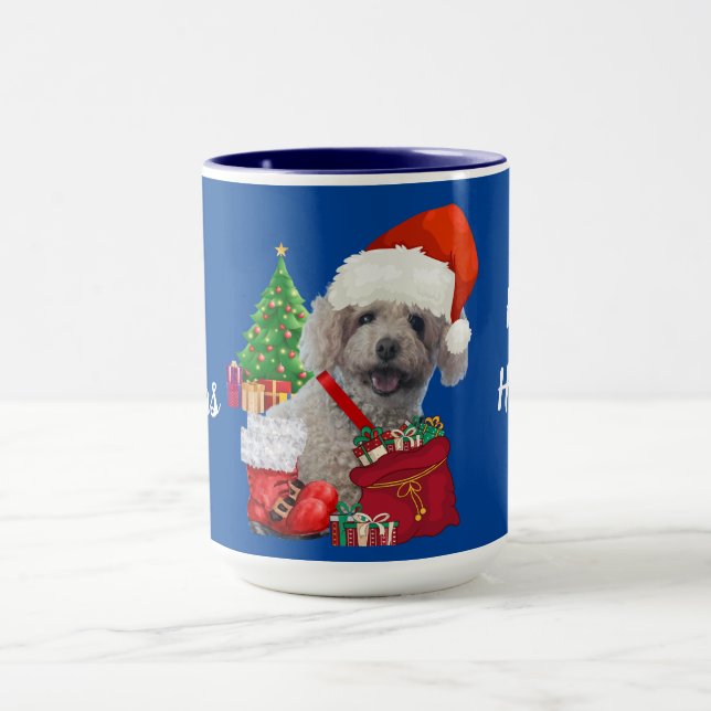 Taza Feliz Navidad Felices Fiestas Poodle Mug (Centro)
