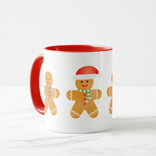Taza Feliz Navidad Gingbread Men Santa Hat (Anverso izquierdo)