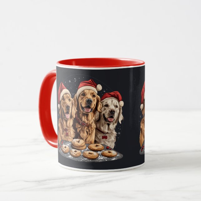 Taza Feliz Navidad Golden Retriever Dogs Baking (Anverso izquierdo)