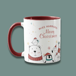 Taza Feliz Navidad Gracioso Animales Cute Personalizado