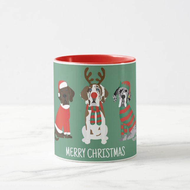 Taza Feliz Navidad Grandes perros daneses (Centro)