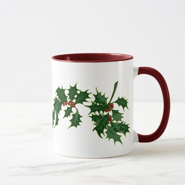 Taza Feliz Navidad Holly deja Mug (Derecha)
