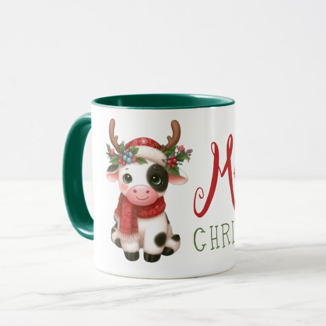 Taza Feliz Navidad linda vaca (Anverso izquierdo)