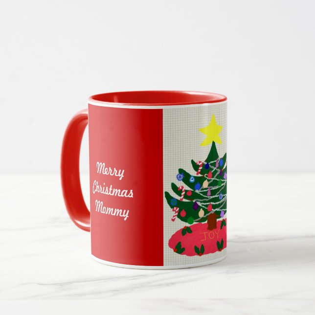 Taza Feliz navidad mamá árbol decorado (Anverso izquierdo)