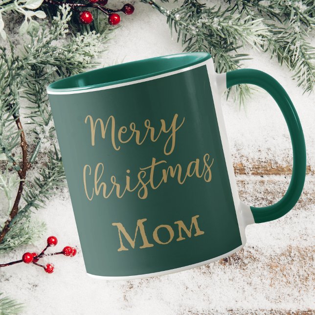 Taza Feliz Navidad Mamá Verde Y Guión De Oro (Subido por el creador)