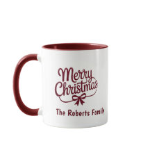 Feliz Navidad Nombre de Familia Personalizado Rojo