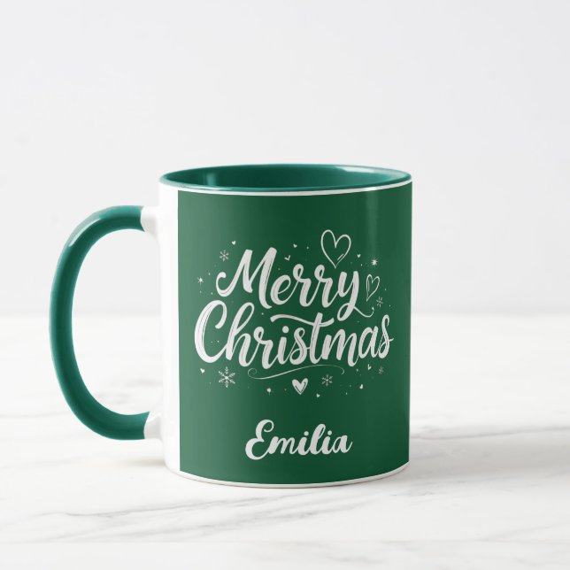Taza Feliz Navidad Nombre personalizado Café de escritu (Izquierda)