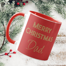 Taza Feliz Navidad Papá Rojo Y Guión De Oro