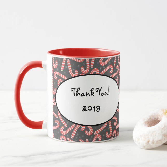 Taza Feliz Navidad Peppermint Candy Canes Snowflakes (Con donut)