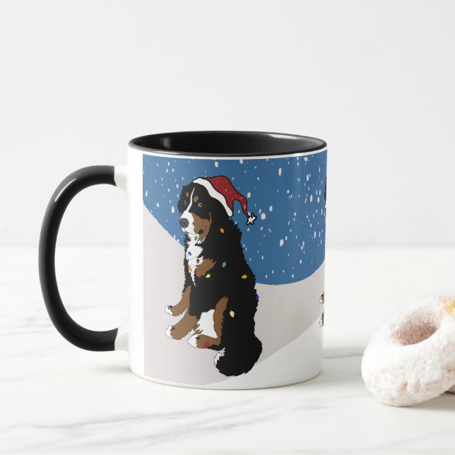 Taza Feliz Navidad Perro de montaña Bernese (Con donut)