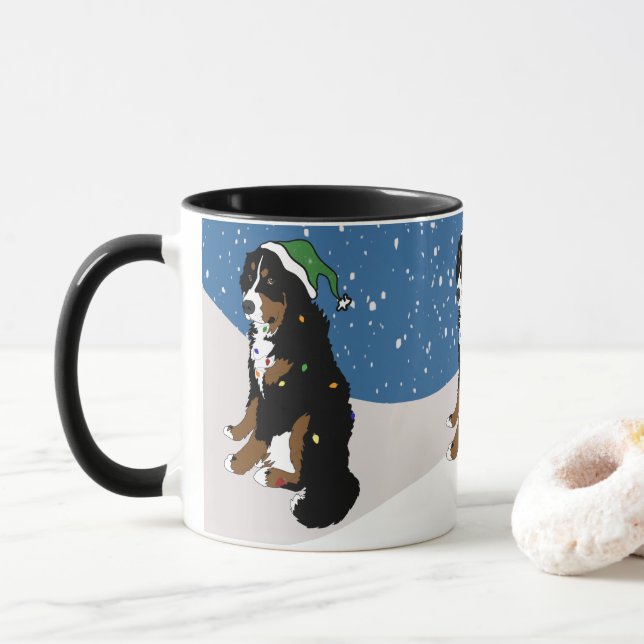 Taza Feliz Navidad Perro de montaña Bernese (Con donut)
