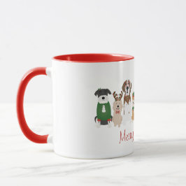 Taza Feliz Navidad Perros Rojo Verde