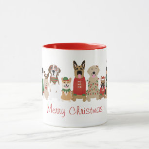 Taza Feliz Navidad Perros Rojo Verde