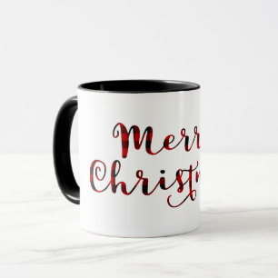 Taza Feliz Navidad Plaid Rojo Búfalo País Vacaciones