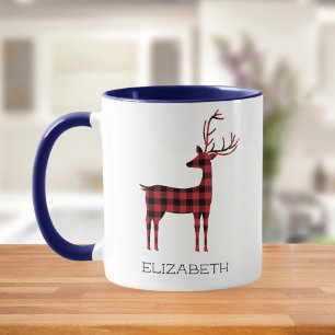 Taza Feliz Navidad Reindeer Regalo Regalo Café Azul